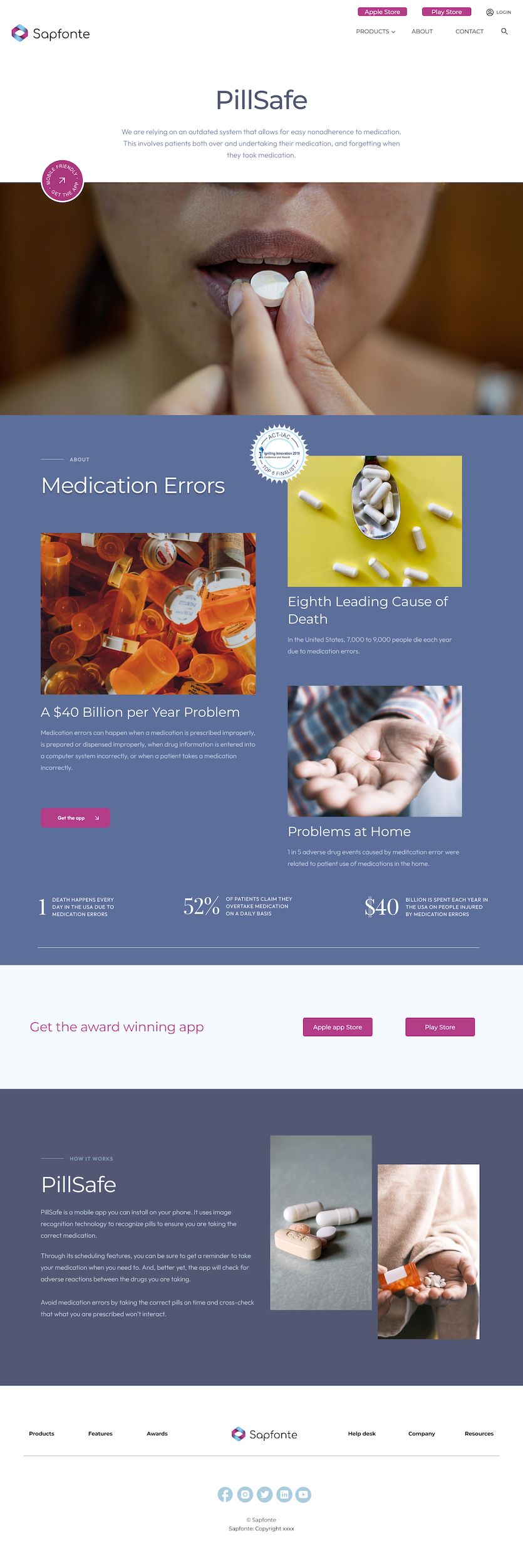 PillSafe Landing Page Wireframe