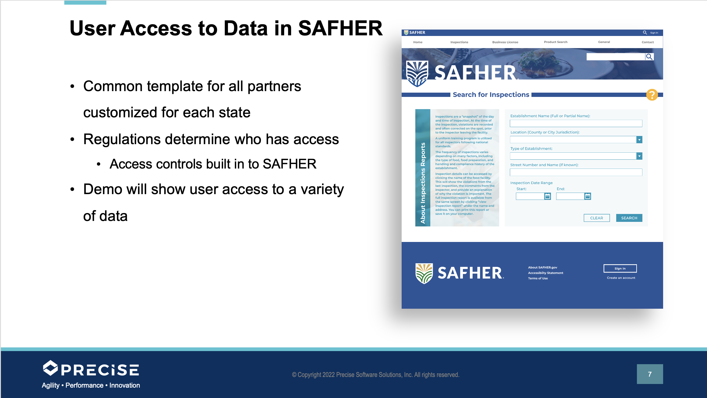 User data for SAFHER slide