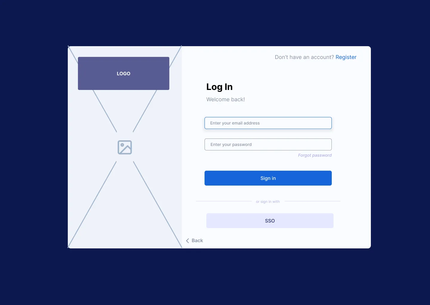 DSG Login low fidelity